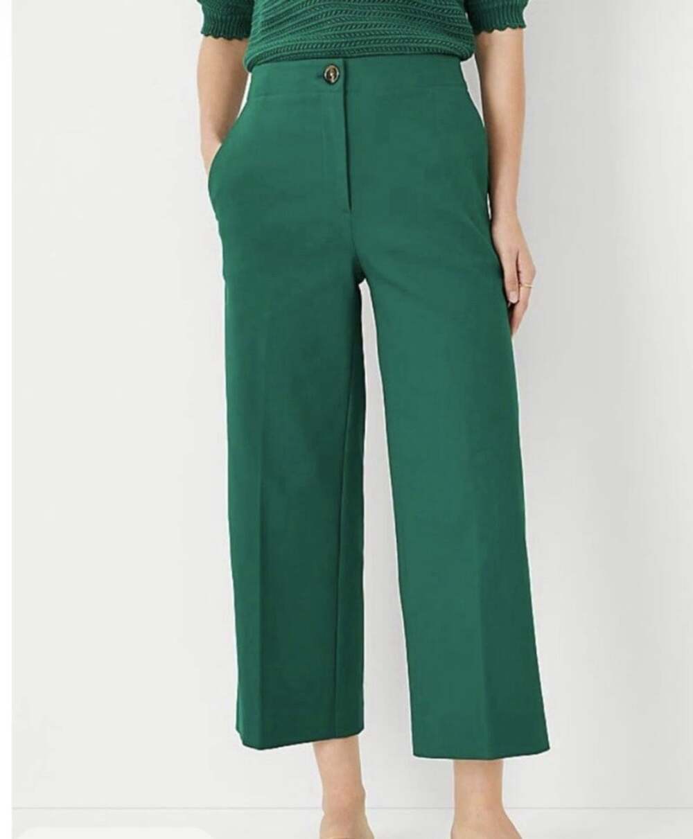 Ann Taylor Kate Wide Leg Cropped Pants Size 16 work Business